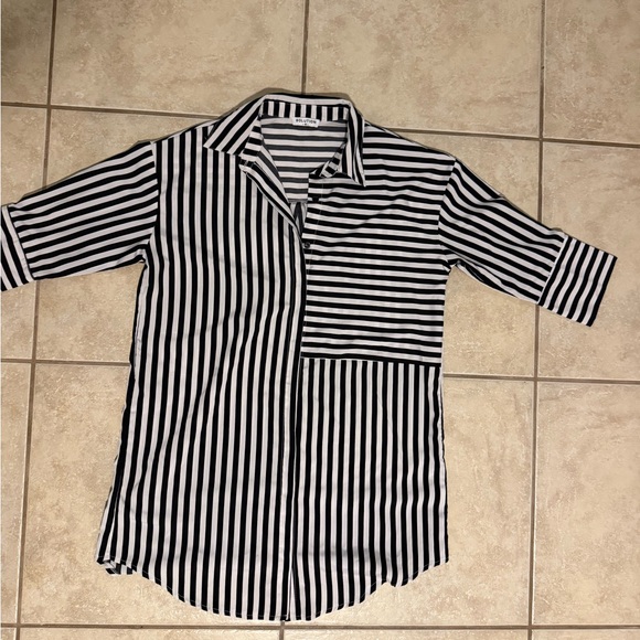 Striped Black and White Mini Dress - Picture 1 of 3